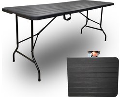 Rijoka - Klaptafel Inklapbare Tafel - Campingtafel - Houtlook Design - 70x180cm - 6 tot 8 Personen - Draagkracht 150kg - Vouwtafel - Plooitafel - Taupe