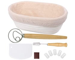 Rijsmand - Broodset voor thuis - Broodbakset - Ovale mandgereedschapsset - Zelfgemaakt broodgereedschap