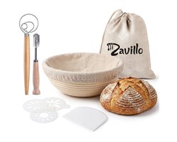 Rijsmand set voor Brood Bakken – Zuurdesem – Banneton – Incl. Deegschraper en Deegmesje – Ø 23cm