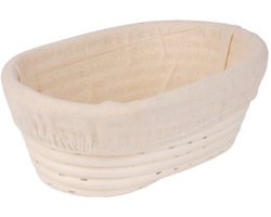 Rijsmandje - Rijsmand Ovaal voor Broodbakken - Met rijstdoek - Banneton - Beige - 25*15*9cm - Rijsmandje Broodbakken - Broodbakaccessoire - Broodmand - Broodrijsmanden - Fermentatiemand - Bakgerei - Zuurdesem