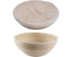 Rijsmandje - Ronde rotan fermentatiemand - 20x8 cm - Inclusief deegdoek