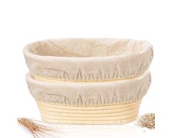 Rijsmandjes voor brood – Set van 2 – Rijsmandjes voor zuurdesembrood met inlegdoekjes – Perfect voor zowel professionele als thuisbakkers-17*12*6CM