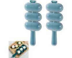 rijstballetjesmaker - Rijstbalvorm - Onigiri Mold - Onigiri vorm - sushi mal - Sushimaker met handvat - schud en vorm rijstballetjes - sushiborden - doe-het-zelfpakket - keukengereedschap - Kookgereedschap - 2-pack - Blauwe