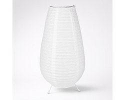Rijstpapier Tafellamp Ovaal - Draadloze Sfeerlamp Wit - 25 cm - Batterij