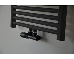 Riko universele radiator aansluitset haaks links mat zwart