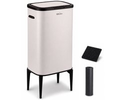 Rilenta Prullenbak op Poten - Met Geurfilter & 60 Liter Vuilniszakken - Vuilnisbak voor Keuken & Kantoor - Afvalbak - Vuilbak & Compostbak - Afvalemmer - Prullenbakken - Licht Beige
