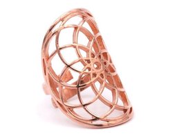 Ring bloem messing koperkleur (3,5x3 cm)