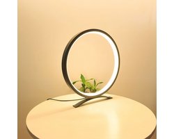 Ring Tafel Lamp | Led | Bureaulamp | 25cm | 3 kleuren wit | Usb met Dimmer | Zwart