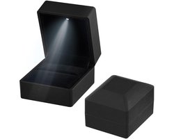Ringendoos met ledlicht - fluweel - hartvormig - perfect voor verlovingen - m-winkel