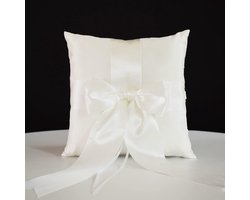 Ringkussen 15x15 cm - Satijn met parel - Vintage trouwaccessoire - Perfect voor bruiloften - ShopVlot