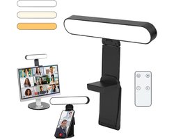 Ringlamp met statief-ringlight-Videolamp -Een tafellamp met afstandsbediening en standaard - verlichting voor videoconferenties - verlichting voor selfie- en make-upcamera's - verlichting voor livestreaming met afstandsbediening - zwart - 24x2x4 cm