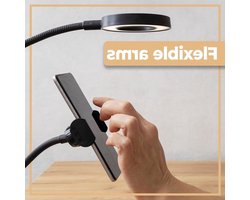 Ringlicht Led Ringlamp met zwanenhals klemlamp - mobiele telefoon selfie ring licht tafelhouder - live stream make-up fotografie YouTube vlogs - telefoon dimbaar make up tafel