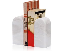 Riokem ® Marmeren boekensteunen voor planken, decoratieve boekensteunen, 7 lbs zware marmeren boekenhouders, boekenplank appartement decoratie voor normale boeken/cd's/videogames
