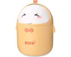 Riokem ® Mini-tafelafvalbak met deksel, schattige cartoon-tafelafvalbak, schattige prullenbak, klein, kawaii-decoratie, opbergdoos, voor kantoren, kinderkamers, kaptafel, woonkamer - Geel