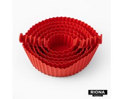Riona Airfryer bakvorm 7stuks silicone -ovenschaal-Heteluchtoven set 6+1 stuks - rood -accesoires airfryer - cupcakes - Black Friday acties - Cyber Monday deal