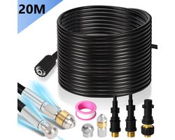 Rioolslang 20 Meter Geschikt Voor Kärcher K2, K3, K4, K5, K6, K7 & Lavor Hogedrukreiniger - Afvoerpijp Slang Reiniging Set - Rioolreinigingsset- Met roterende en voorwaartse kop