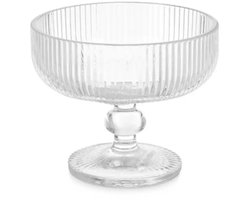 Ripple dessert schalen op voet 6 stuks 300 ml glas vaatwasserbestendig