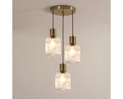 Riserva Hanglamp modern minimalistisch ovaal koperkleurig 3‑lichts E27 fitting max 60W zonder lamp, voor woonkamer slaapkamer eetkamer studeerkamer