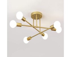 Riserva Industriële Plafondlamp - 6-Lichts E27 - Goud - Vintage Plafondlamp van Metaal - voor Woonkamer, Slaapkamer, Keuken en Eetkamer