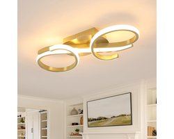 Riserva LED Plafondlamp - 36W - 4050 lm - 3000K Warm Wit - Gouden Moderne Plafondlamp - voor Woonkamer, Slaapkamer en Eetkamer