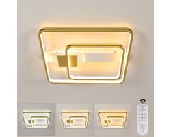 Riserva Rechthoekige LED Plafondlamp Wit Goud Modern Eenvoudig 55W 6187lm Driekleurig Met Afstandsbediening Dimbaar 3000-6500K 220V Ra80