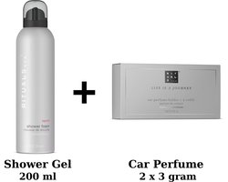 Rituals - Sport - Duo Set - Shower Gel 200 ml + Car Perfume Holder + 2 x Refill + Gift bag - Autogeur en 2 x navulling + Douchegel 200 ml