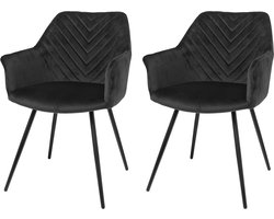 Riverdale eetkamerstoelen Lynn - Met armleuning - Zwart - 81cm hoog