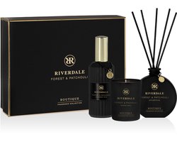 Riverdale - Geschenkset - Forest & Patchouli - Large - Zwart - Geurstokjes, geurkaars en huisparfum
