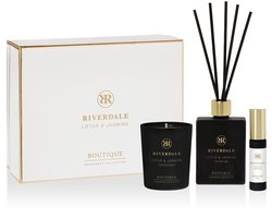 Riverdale - Geschenkset - Lotus & Jasmine - Small - Wit - Geurstokjes, geurkaars en huisparfum