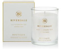 Riverdale - Geurkaars in pot - Lily & Green Tea - 10 cm - Grijs - Subtiele geurverspreiding