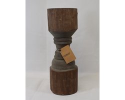 Riverdale - Robuust - massief houten - stoer - sober - kandelaar - Hoogte 31 cm - Ø 11 cm
