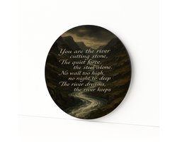 Rivier in bergkloof – wandkunst rond – Dibond muurcirkel – 80x80 cm