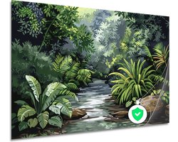 Rivier muurdecoratie - Landschap wanddecoratie - Poster Bomen - Muurdecoratie landelijk - Poster woonkamer - Kunst aan de muur poster 60x40 cm