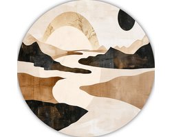 Rivier wanddecoratie rond - Natuur wandbord - Wandschalen Bergen - Muurdecoratie klassiek - Schilderij - Woonaccessoires muurcirkel forex 100x100 cm
