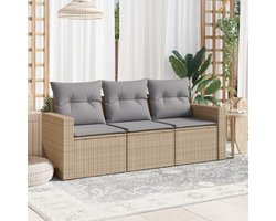 Riviera Comfort Modulaire Tuinbankset 3-Delig Beige Polyrotan met Kussens voor Tuin en Terras