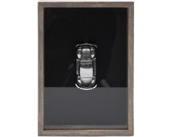 Riviera Maison 3D Fotolijst In Box hout fotolijst met zilveren 3D auto - Buckle Up Car In Box hangend of staand fotokader