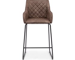 Riviera Maison Barkruk Met Rugleuning - Frisco Drive Counter Stool - Pellini Leer - Bruin