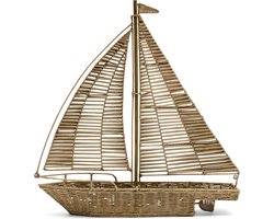 Riviera Maison Beeldje boot Naturel - Sculpture groot - Rattan, ijzer - (LxBxH) 65x15x69