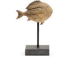 Riviera Maison Beeldje vis Bruin - Sculpture small, Vis beeldje - Hars, Metaal - (LxBxH) 15x7x21,5