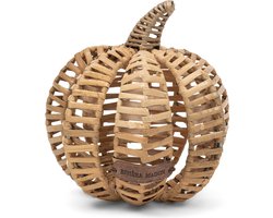 Riviera Maison Beeldjes Decoratie Pompoen Naturel - Pumpkin Rieten Beeldje - Rattan - (ØxH) 18x18