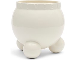 Riviera Maison Bloempot rond Wit - Giulia Plantpot binnen 21x25, Decoratieve pot - Keramiek