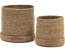 Riviera Maison Bloempotten Set rond mand voor planten - Benoa plantenmand zeegras