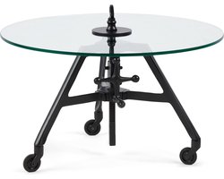 Riviera Maison Bricklane Coffee Table Dia 70 Black - Glas, IJzer - Zwart - 70.0x70.0x40.0 cm