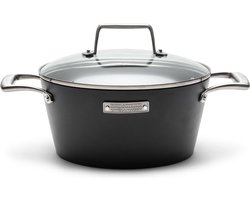 Riviera Maison Buon Appetito Casserole Pan Wth Lid - Aluminium - Zwart - 24.0x24.0x11.5 cm