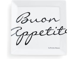 Rivièra Maison Buon Appetito Square Plate - Dinerbord - 18 x 18 cm - Wit