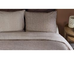 Rivièra Maison - Chevron Weave dekbedovertrek - Tweepersoons - 200x200/220 cm - Bruin