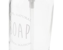 Rivièra Maison Classic - Zeepdispenser - 7,6 cm x 7,6 cm - Glas - Wit/Transparant