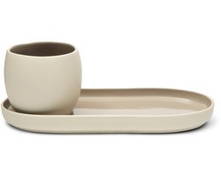 Riviera Maison Clement Cup & Oval Saucer - Steengoed - Flax - 23.5x10.5x8.0 cm