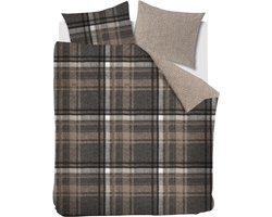 Rivièra Maison - Cozy Check dekbedovertrek - Lits-Jumeaux - 240x200/220 cm - Bruin