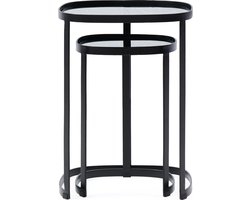 Riviera Maison Craig End Table S/2 Black - IJzer, Glas - Black - 40.0x40.0x55.0 cm